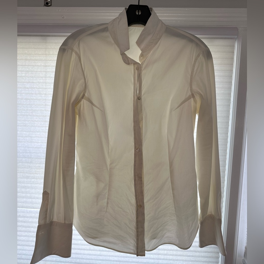 Brunello Cucinelli white button down long sleeve shirt size medium.